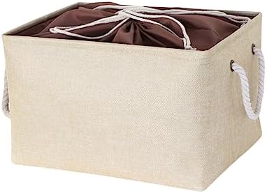 Yellow Foldable Laundry Basket with Handle and Drawstring