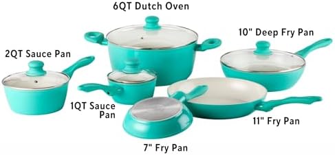 IMUSA Ivory Ceramic Cookware Set Premium Design 10-Piece Set