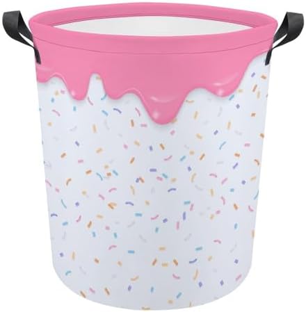 Pink Dripping Liquid Laundry Hamper Donut Basket for Dorms and Bedrooms