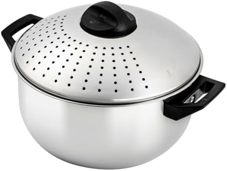 48 qt Stainless Steel Pasta Pot with Strainer Lid and Locking Feature