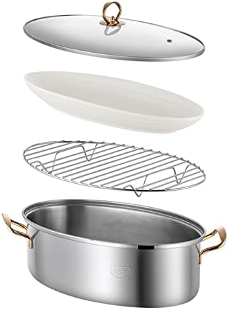 Oval Fish Steamer Pot 304 Stainless Steel Roaster