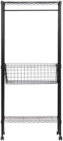 ALIMORDEN Laundry Cart with Clothes Rack Black