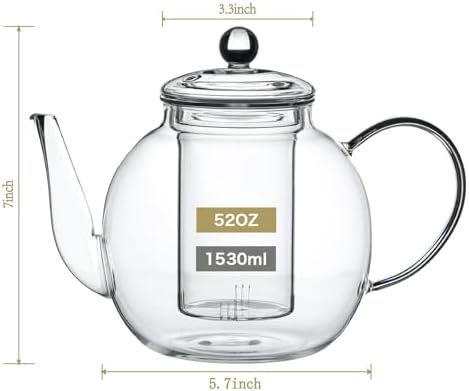 1530ml Glass Teapot with Infuser