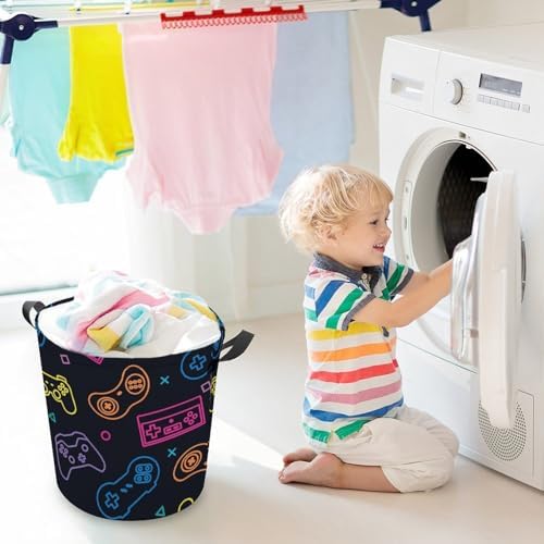 Neon Gamepad Laundry Hamper