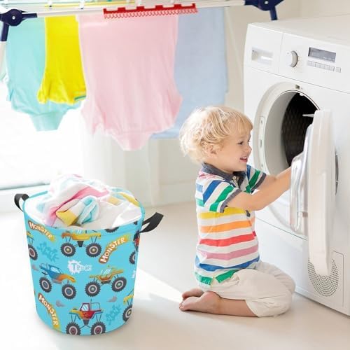 Monster Truck Cartoon Laundry Hamper