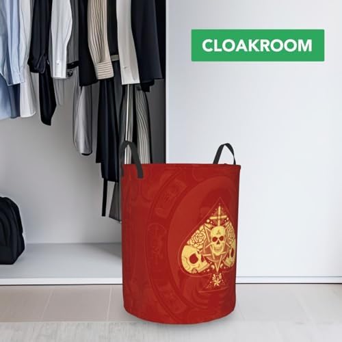 Itin Waterproof Laundry Hamper Red Skull Print S-40L