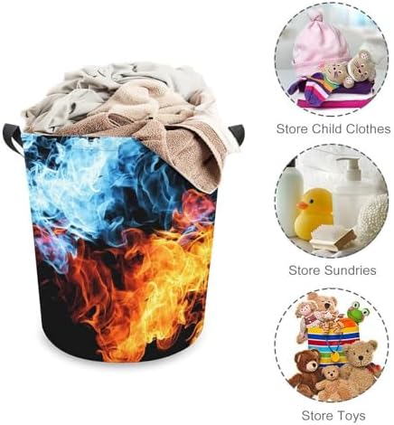 MEIKKO Red Blue Fire Multi-Purpose Laundry Hamper Toy Organizer Collapsible Waterfront Basket
