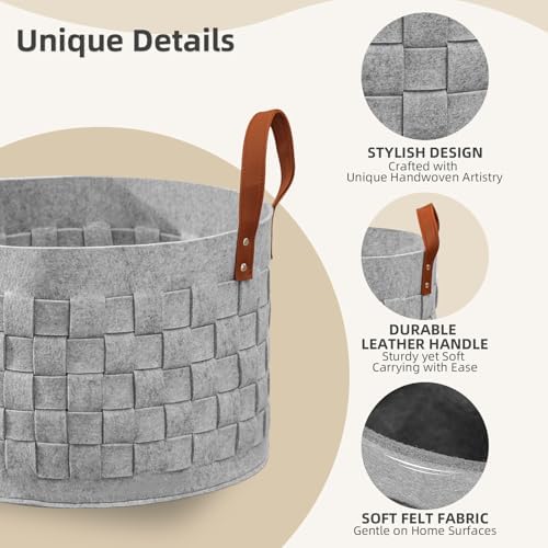 BOLDmonkey Soft Felt Storage Basket Durable Stylish for Home Use