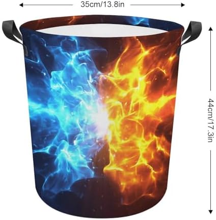 Crashing Blue and Red Flames Multi-functional Laundry Hamper - Durable and Waterproof