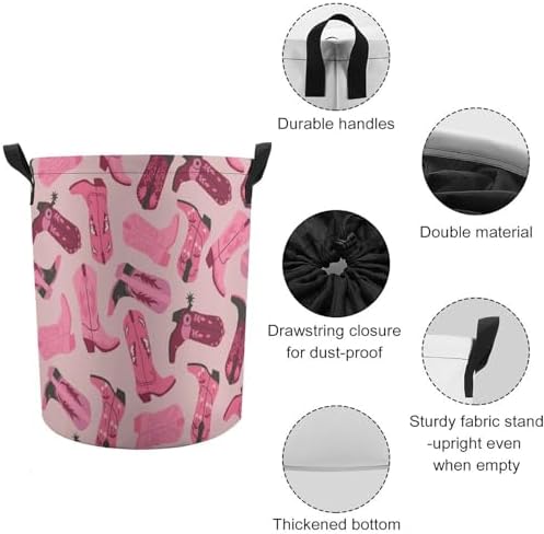 Trendy Pink Laundry Hamper with Drawstring Collapsible Design