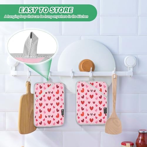 Cute Hearts Potholders Set Essential Heat-Resistant Potholders for Ovens Kitchens