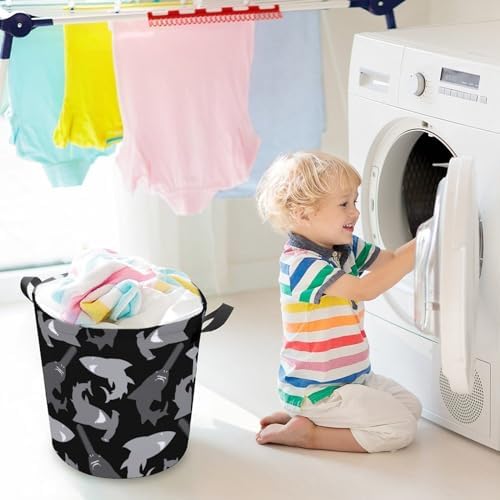 Shark-Design Waterproof Laundry Hamper with Easy Carry Handles
