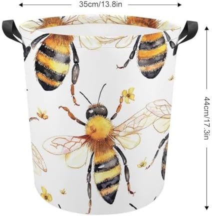 Compact Waterproof and Multi-Functional Laundry Hamper by MEIKKO Bee Pattern