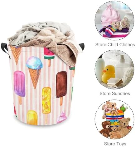 Retro Watercolor Ice Cream Laundry Hamper