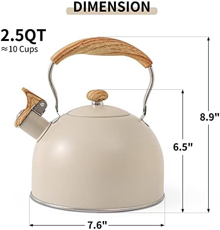 Lonffery Whistling Tea Kettle Creamy White