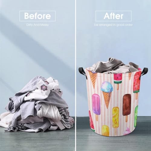 Retro Watercolor Ice Cream Laundry Hamper