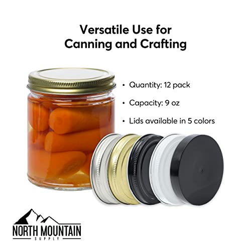 Perfect Mason Jar Canning Set 132 in Case Gold Metal lids 9oz Capacity