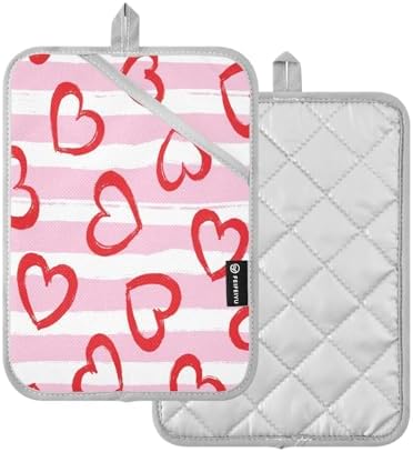 Kcldeci Heart and Line Oven Mitts 2 Pack