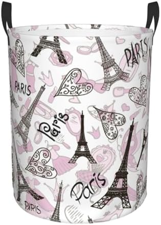 Paris Eiffel Tower Waterproof Laundry Basket Collapsible with Handle