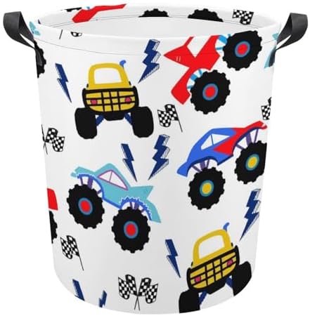 Monster Truck Cartoon Laundry Hamper for Kids Waterproof Storage Basket