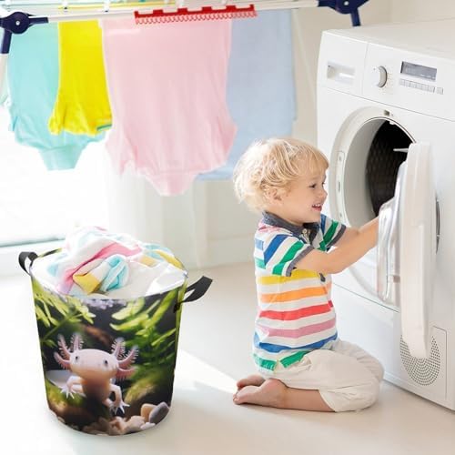 MEIKKO Cute Axolotl Laundry Hamper Nature Laundry Basket