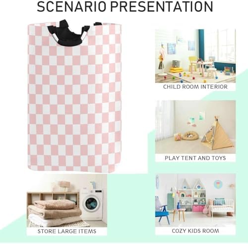 Stylish Pink Checkered Organizer Basket for Kids