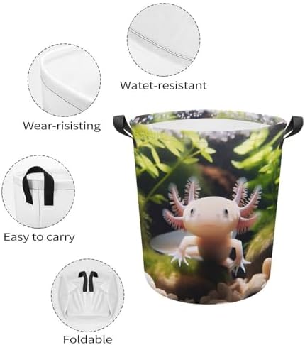 MEIKKO Cute Axolotl Laundry Hamper Nature Laundry Basket