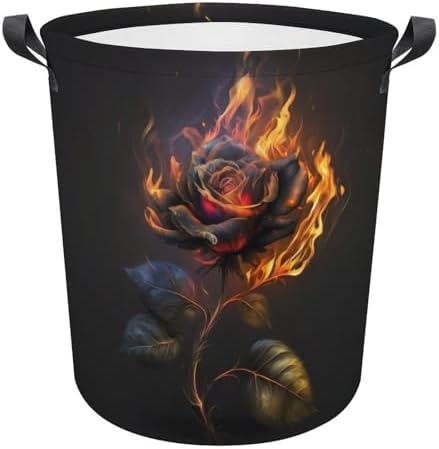 3D Rose Fire Laundry Basket for Dorms and Bedrooms
