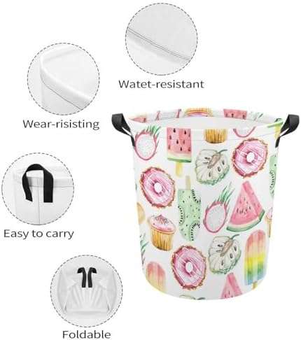 MEIKKO Summer Watercolor Ice Cream Laundry Hamper