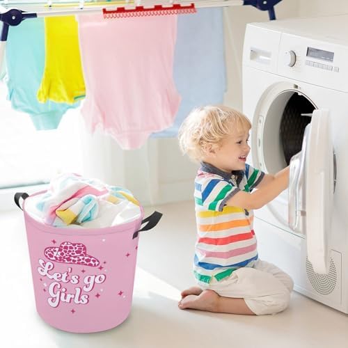Perfect Size for Kids Pink West Cowgril Laundry Hamper