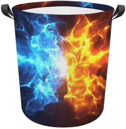 Crashing Blue and Red Flames Multi-functional Laundry Hamper - Durable and Waterproof