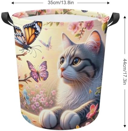Meiko Cat Spring Butterfly Laundry Hamper Durable Water-Proof Storage Solution