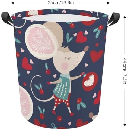 Perfect for Families Students Cute Mouse Design Collapsible Laundry Basket
