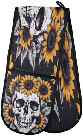 Halloween Skull Thermal Oven Mitts for Cooking Baking