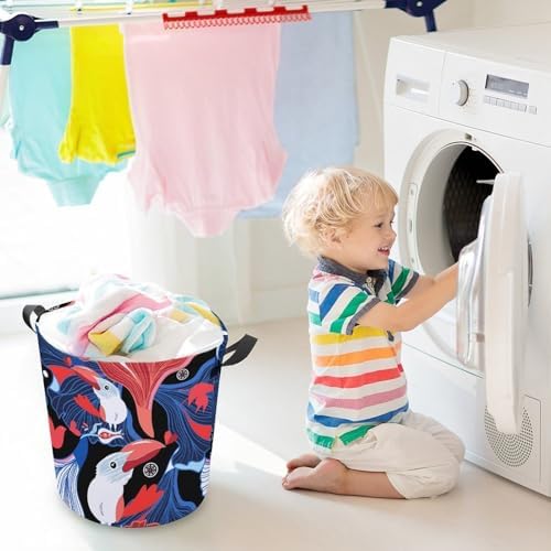 Valentines Day Love Birds Abstract Laundry Hamper