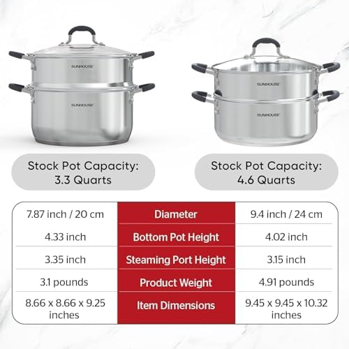 Sunhouse 33 Quarts Steamer Pot 2-Tier