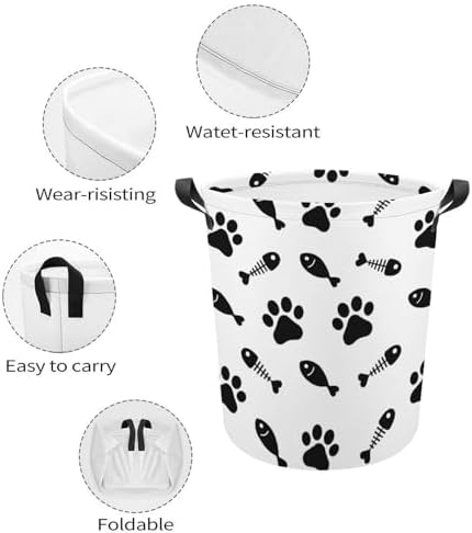 Meet Your Perfect Feline Friend The Cat Paw Fish Bone Laundry Basket
