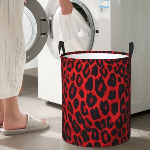 VducK Red Leopard Large Laundry Basket