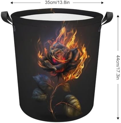 3D Rose Fire Laundry Basket for Dorms and Bedrooms