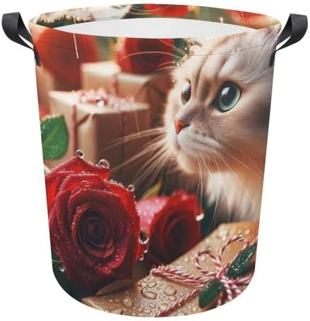 Raindrops Roses Collapsible Cat Laundry Basket