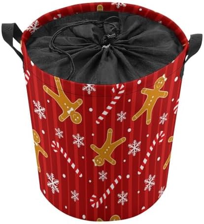 Laundry Basket Christmas Red Waterproof Foldable Storage Hamper with Handles Drawstring