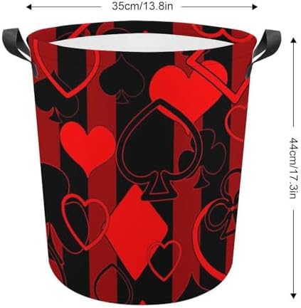 MEIKKO Playing Cards Laundry Hamper Black Red Striped
