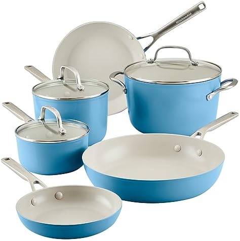 Versatile 9-Piece KitchenAid Hard Anodized Cookware Durable Easy to Clean