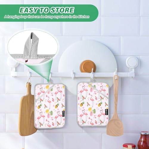 Kcldeci Cute Flamingo Heat-Resistant Potholders Pair