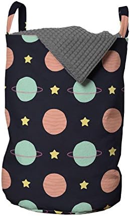 Space theme laundry basket with drawstring