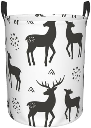 Reindeer-Silhouette Collapsible Laundry Basket Waterproof for HomeDormCar Storage