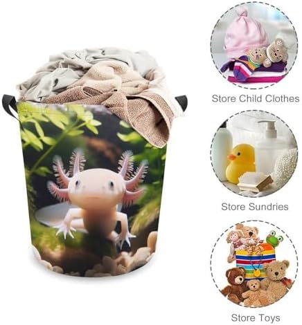 MEIKKO Cute Axolotl Laundry Hamper Nature Laundry Basket