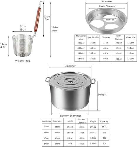 AttreX 3 Hole Stainless Steel Pasta Cooker Insert Set