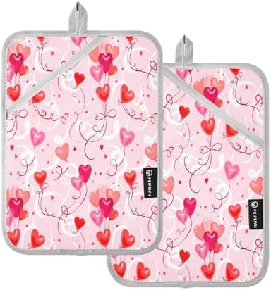 Kcldeci Heart Shape Balloons 2Pack Pot Holder Set Heat Resistant Easy to Use