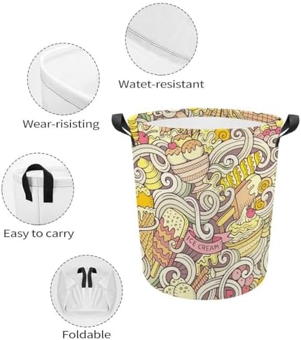 Cartoon Retro Ice Cream Summer Laundry Hamper